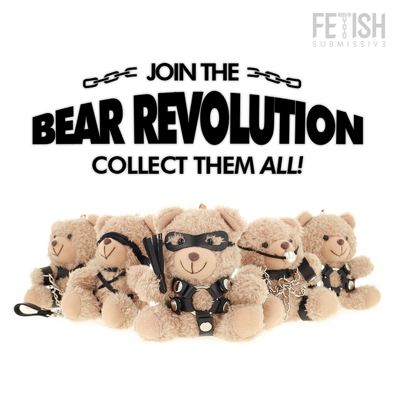 Orsetto Teddy Bear modello BDSM FETISH SUBMISSIVE di Rebel Toys, con dettagli in stile fetish e materiali morbidi.