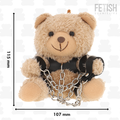 Orsetto Yogi Teddy Bear modello BDSM FETISH SUBMISSIVE REBEL TOYS, con abbigliamento e accessori fetish in dettaglio.
