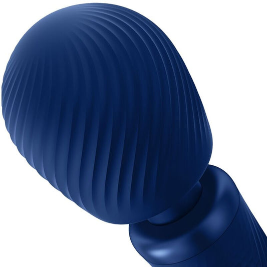 Bacchetta vibrante ricaricabile FUN FACTORY Rumble in silicone blu notte, con peso e manico ergonomico.
