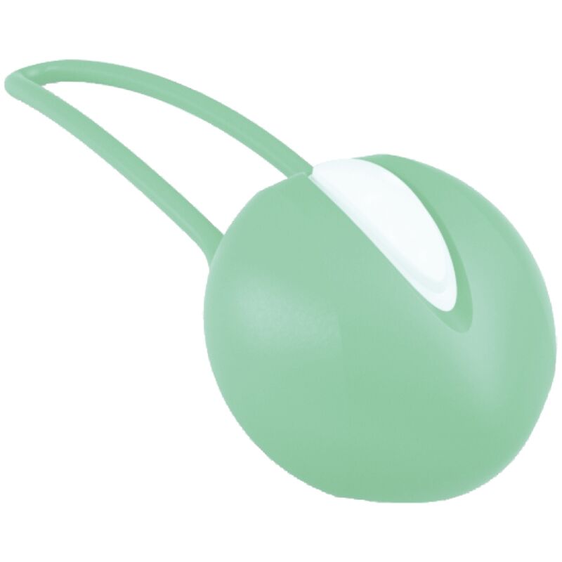 Palla pelvica Smartball Uno di Fun Factory, bianca e verde pistacchio, progettata per esercizi di riabilitazione e benessere.