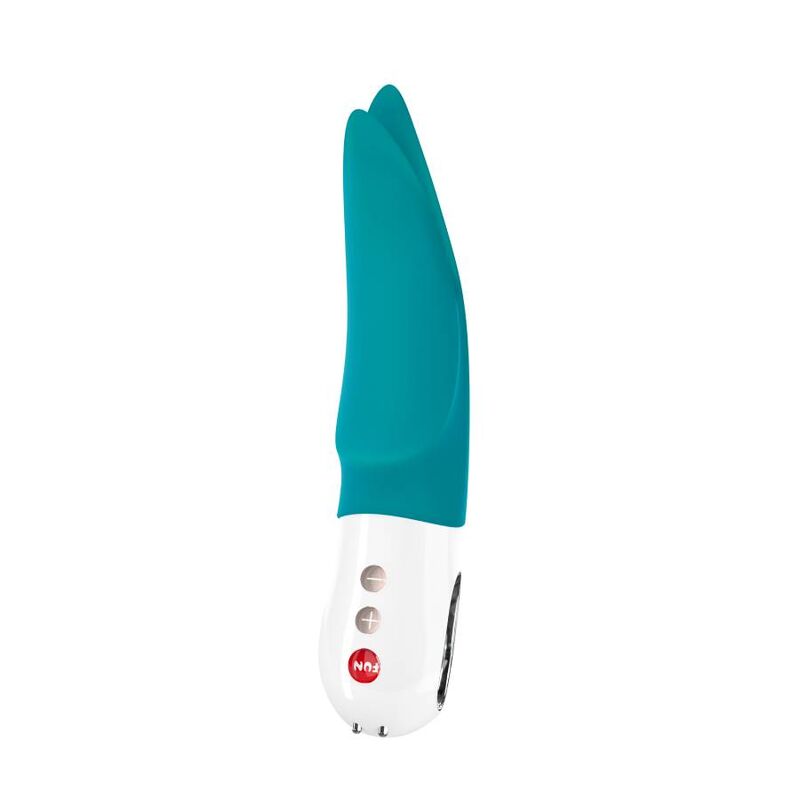 Vibratore clitoride Fun Factory Volta G5 Benzina, design ergonomico e dettagliato, in silicone rosa con pulsanti di controllo.