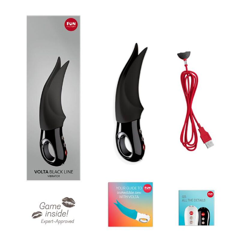 Vibratore clitoride Fun Factory Volta linea nera, con design ergonomico e superficie liscia in immagine.