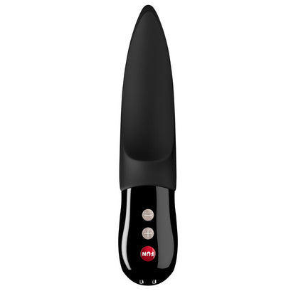 Vibratore clitorale Fun Factory Volta linea nera, design elegante, silicone morbido e dettagli realistici, vista frontale.
