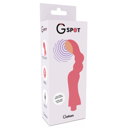 Vibratore G-SPOT Gohan G-SPOT rosso chiaro, design ergonomico e elegante, con superficie liscia e dettagli curvi.