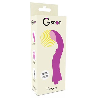 Vibratore G-SPOT G-SPOT Gregory Viola con forma curva e superficie liscia, ideale per stimolazione mirata.