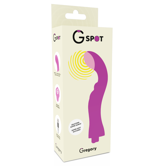 Vibratore G-SPOT G-SPOT Gregory Viola con forma curva e superficie liscia, ideale per stimolazione mirata.