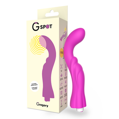 Vibratore G-SPOT Gregory Viola G-SPOT, dispositivo rosa con design ergonomico, pensato per stimolazione intensa e piacere.