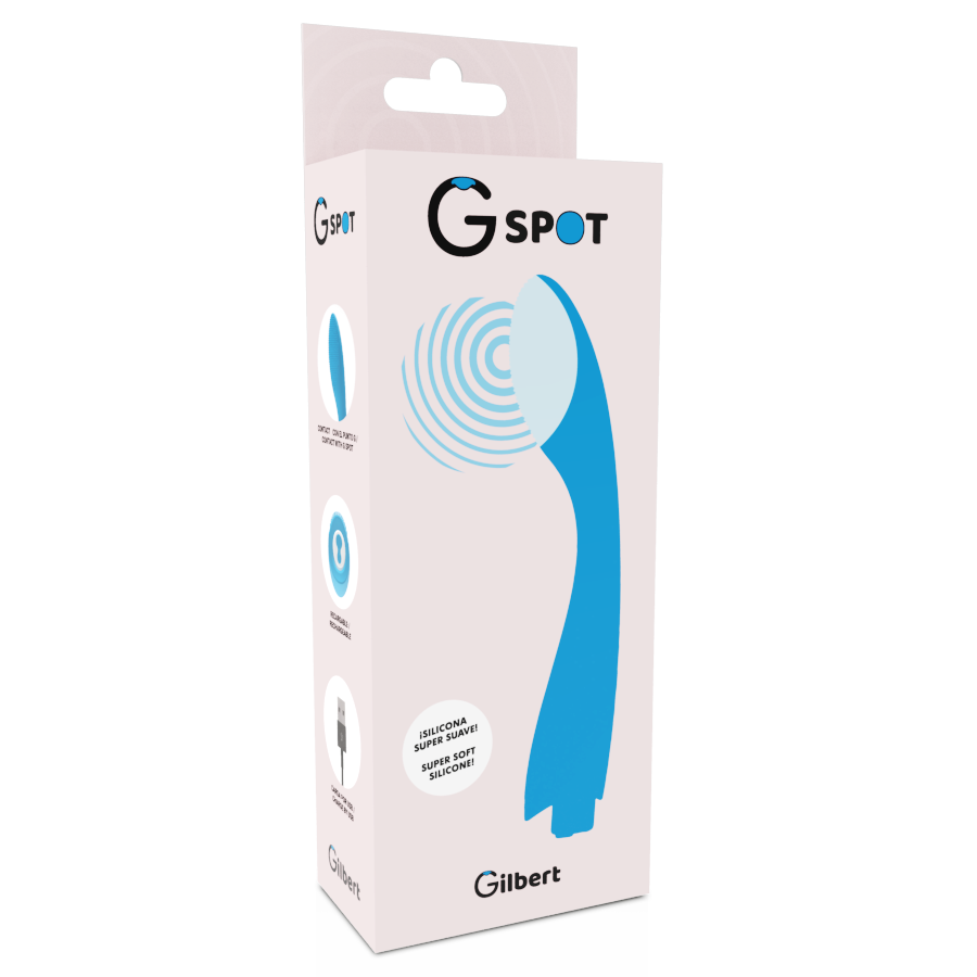 Vibratore G-SPOT Gyubert blu turchese in silicone con forma ergonomica e superficie liscia, ideale per stimolazione intensa.