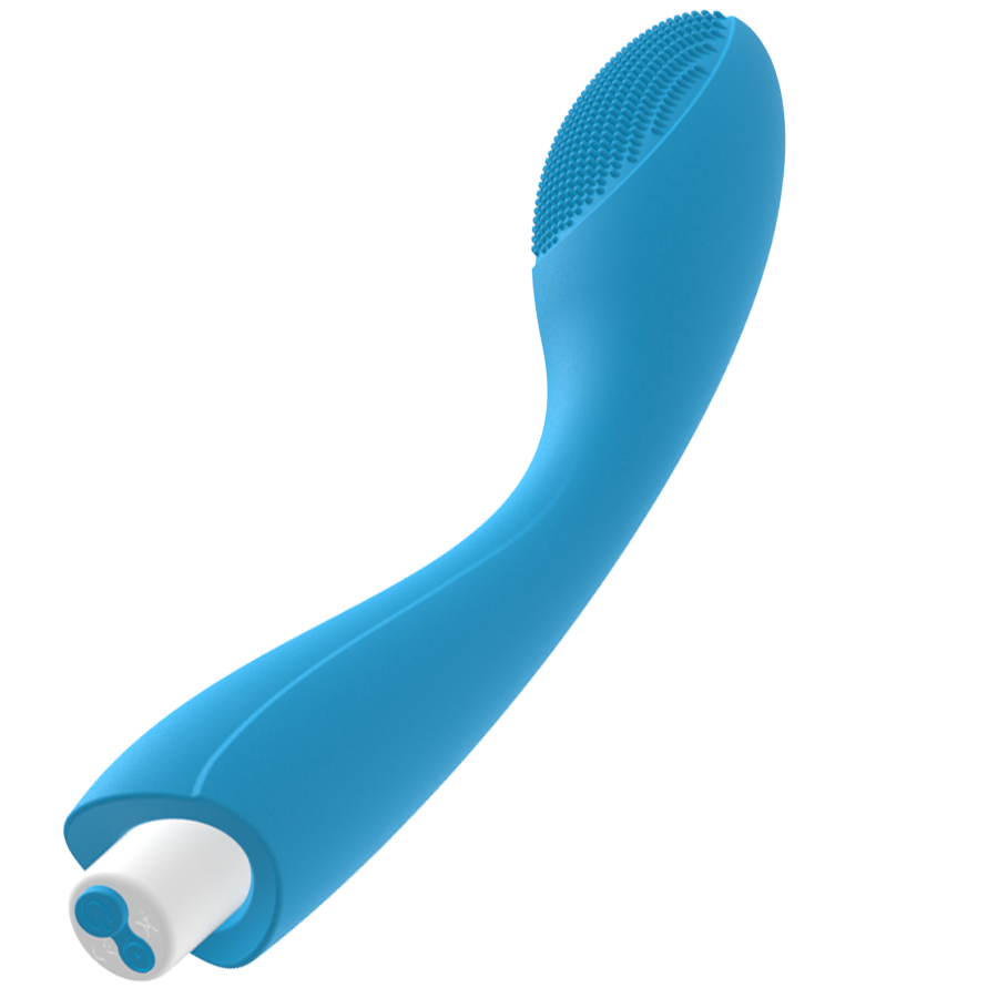 Vibratore G-SPOT Gylbert blu turchese, design ergonomico e superficie liscia, ideale per stimolazione interna e sensoriale.