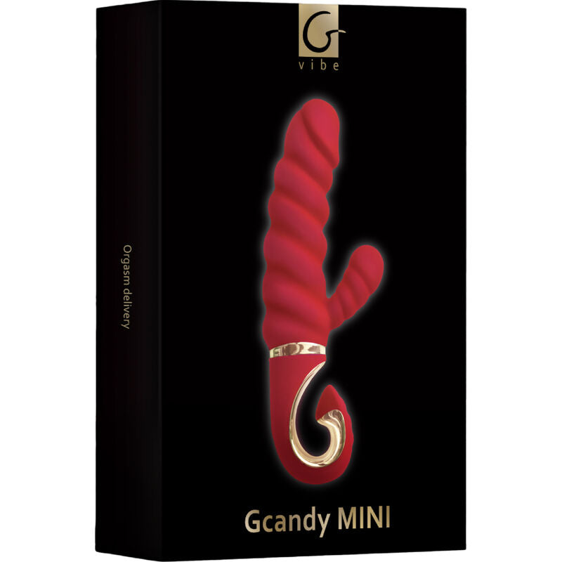 Vibratore G-VIBE G-Candy mini in silicone rosso, compatto e liscio, mostra il prodotto con design ergonomico e colore rosso brillante.