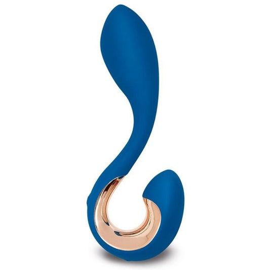 Vibratore G-VIBE GPOP 2 con stimolatore punti G e P, colore blu indigo, design ergonomico e dettagli realistici.