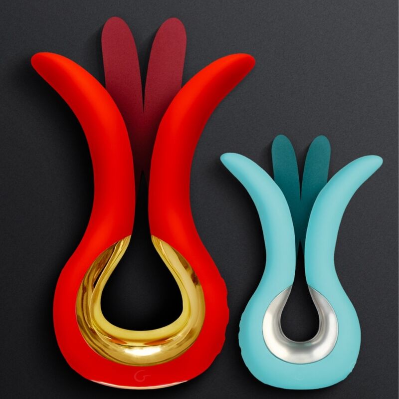 Vibratore G-VIBE G-VIBE MAXI con due punte flessibili in colore corallo, design ergonomico e morbido.