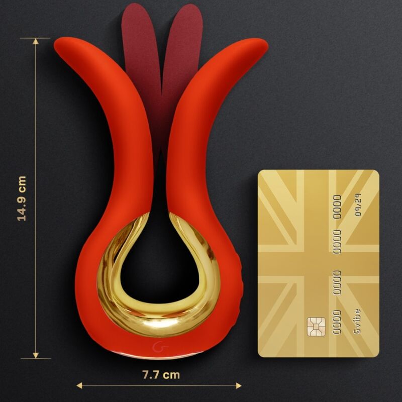 Vibratore G-VIBE GVIBE MAXI con due punte flessibili in colore corallo, design elegante e morbido per stimolazione.