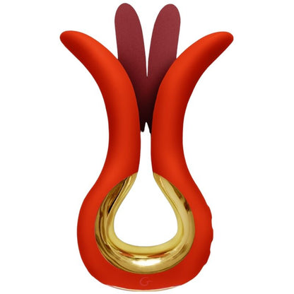 Vibratore G-VIBE G-VIBE MAXI con due punte flessibili in colore corallo, design elegante e materiale morbido.