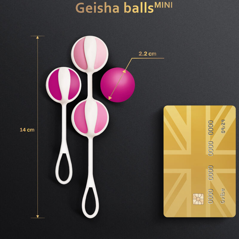 Set di 4 sfere da geisha mini viola G-VIBE, oggetti di piacere in silicone con superficie liscia e compatte per uso intimo.