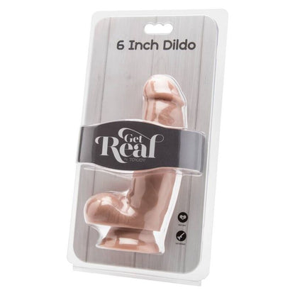 Dildo GET REAL da 12 cm con palline di pelle, silicone realistico, dettagli anatomici, superficie liscia e morbida.