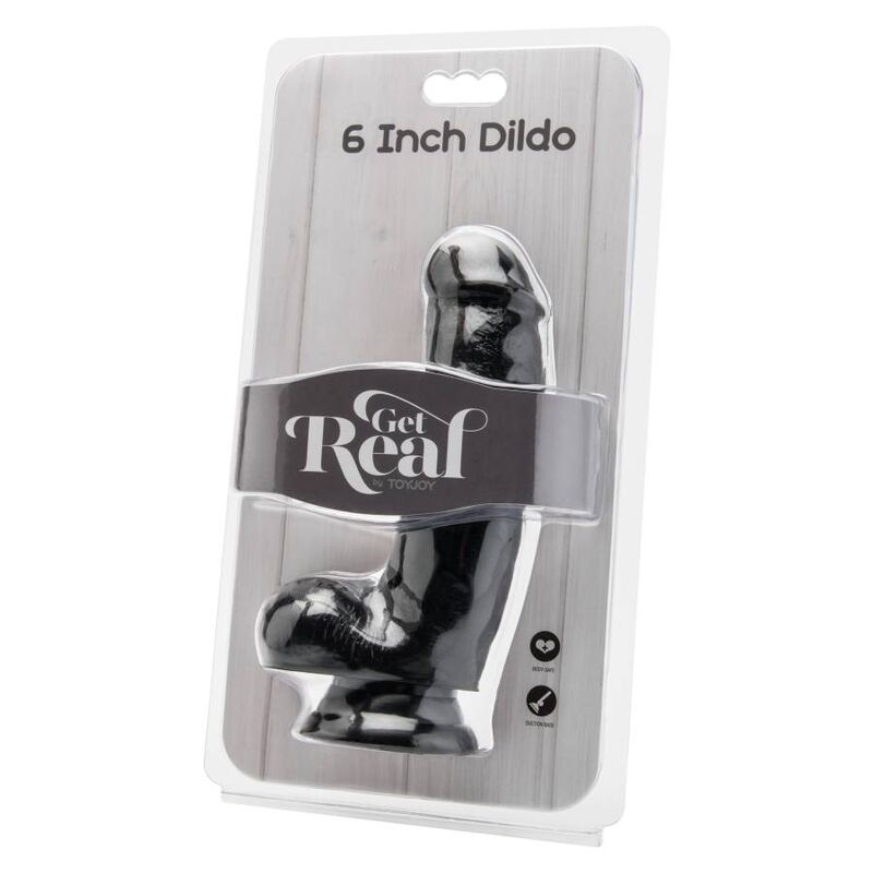 Dildo nero GET REAL di 12 cm con sfere, silicone morbido e realistico, ideale per uso intimo e stimolazione.