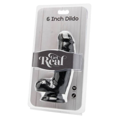 Dildo nero GET REAL di 12 cm con sfere, silicone morbido e realistico, ideale per uso intimo e stimolazione.