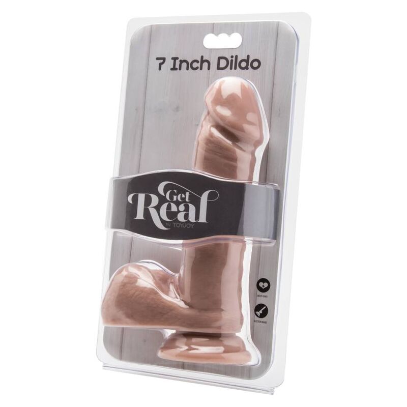 Dildo GET REAL di 18 cm con dettagli di pelle, forma realistica, morbido e realistico, ideale per stimolazione.