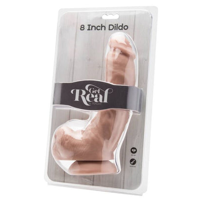 Dildo GET REAL lungo 20,5 cm con scanalature e dettagli a forma di palle di pelle, realistico e morbido in silicone.