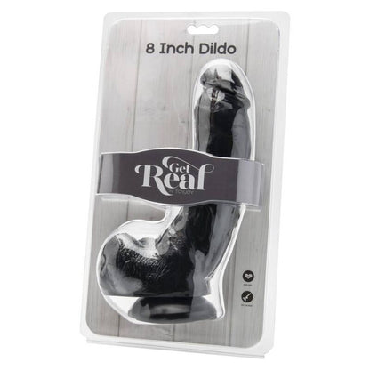 Dildo nero GET REAL lunga 20,5 cm con sfere, dettagli realistici e design ergonomico, ideale per stimolazione intensa.