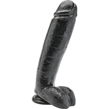 Dildo nero da 25,5 cm con sfere, prodotto della marca GET REAL, visibile in immagine.