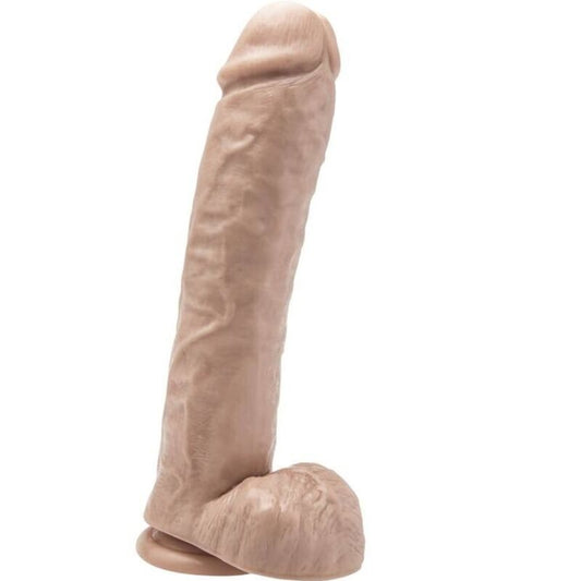 Dildo lungo 28 cm con palle di pelle del marchio GET REAL, dettagli realistici e superficie morbida per piacere.