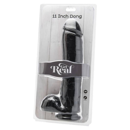 Dildo nero GET REAL lungo 28 cm con sfere, realizzato in materiale morbido e realistico, ideale per piacere e stimolazione.