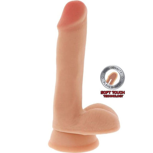 Dildo doppia densità GET REAL da 17 cm con dettagli di palle in pelle, progettato per sensazioni realistiche e stimolanti.