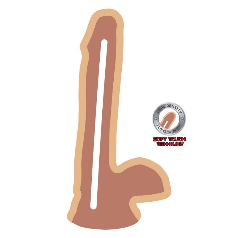 Dildo doppia densità GET REAL, 17 cm con testicoli e pelle, realistico e morbido, per piacere e stimolazione.