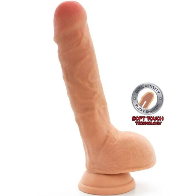 Dildo doppia densità GET REAL da 18 cm con superficie a palline di pelle, dettagli realistici e texture morbida.
