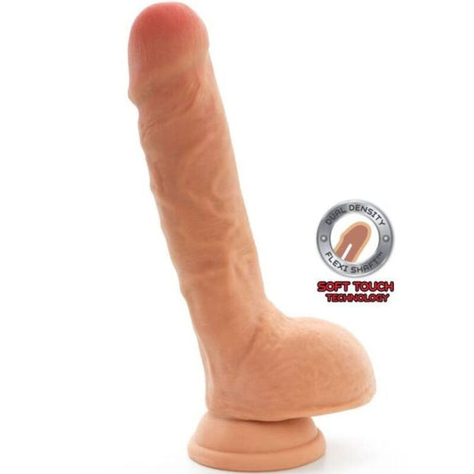 Dildo doppia densità GET REAL di 25,5 cm con texture a pelle e palline per stimolazione, realistico e morbido al tatto.
