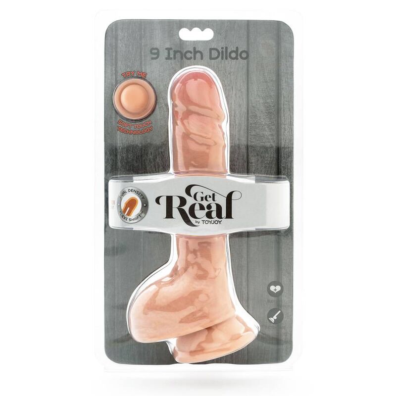 Dildo a doppia densità GET REAL di 25,5 cm con dettagli a palline di pelle, realistico e morbido, per piacere e stimolazione