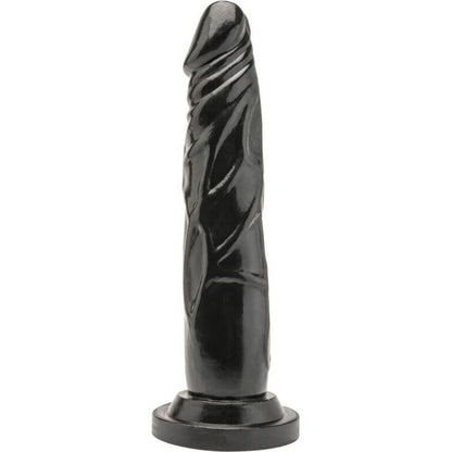Dildo nero GET REAL lungo 18 cm, in silicone realistico, con dettagli anatomici e superficie liscia.