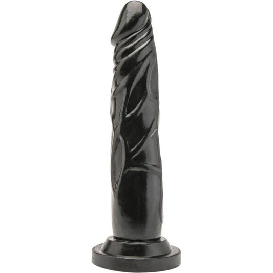 Dildo nero GET REAL lungo 18 cm, in silicone realistico, con dettagli anatomici e superficie liscia.