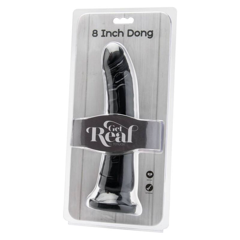 Dildo nero GET REAL lungo 20,5 cm, realizzato in materiale realistico, con dettagli anatomici e superficie liscia.