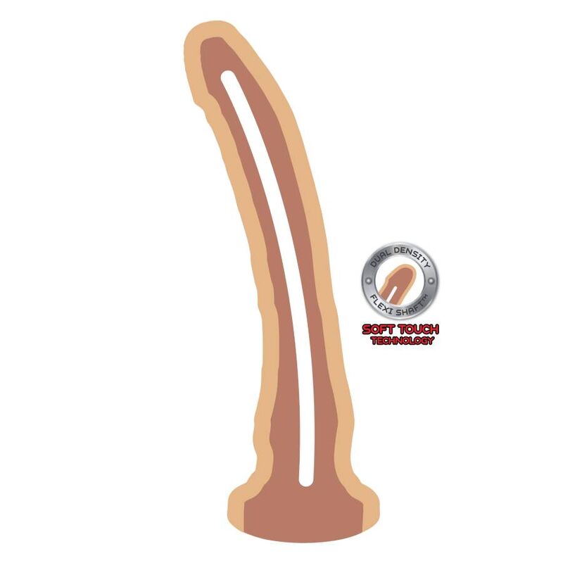 Dildo doppia densità GET REAL in pelle, lunghezza 20,5 cm, con dettaglio realistico e texture morbida, visibile in immagine.