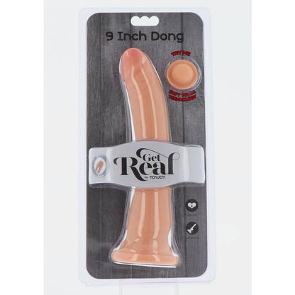 Doppio dildo in pelle GET REAL, lunghezza 20,5 cm, realistico e dettagliato, prodotto per stimolazione e piacere personale.