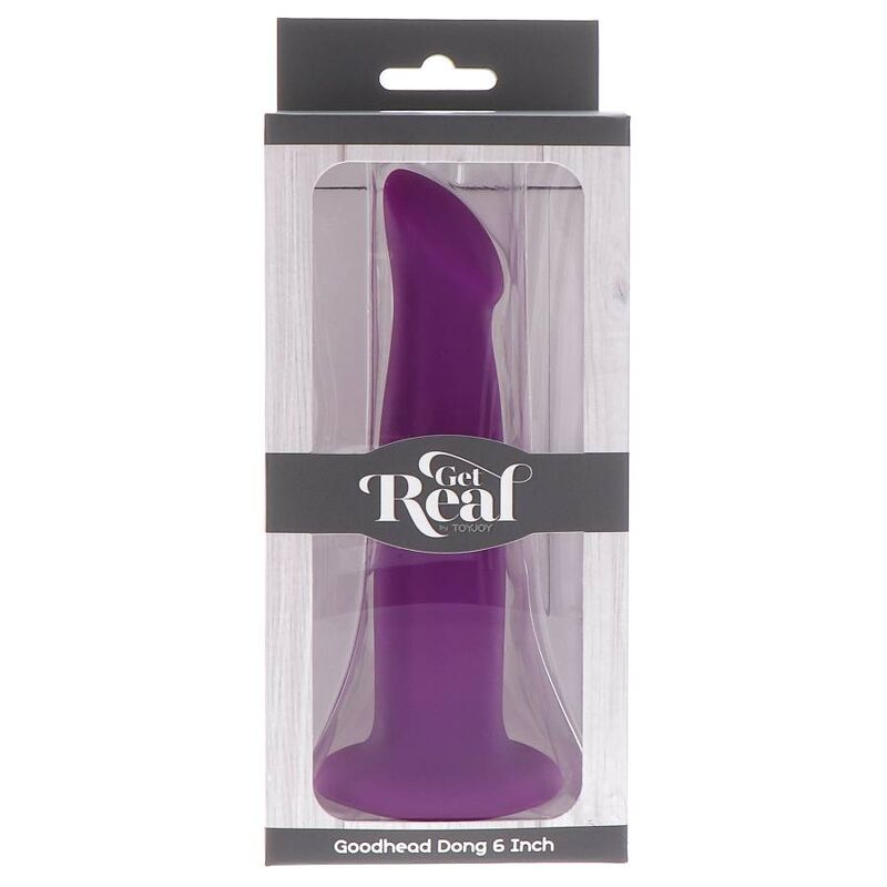 Dildo viola GET REAL GOODHEAD DONG di 12 cm con dettagli realistici, visibile in primo piano.