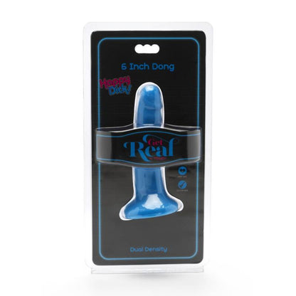 Dildo blu di 12 cm della linea Happy Dicks di GET REAL, silicone realistico, dettagli anatomici e superficie liscia.
