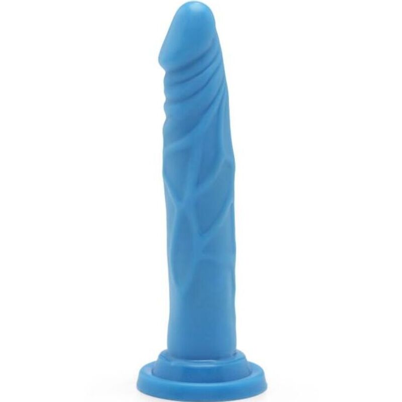 Finto dildo blu GET REAL Happy Dicks da 19 cm, con texture realistica, visibile in immagine.