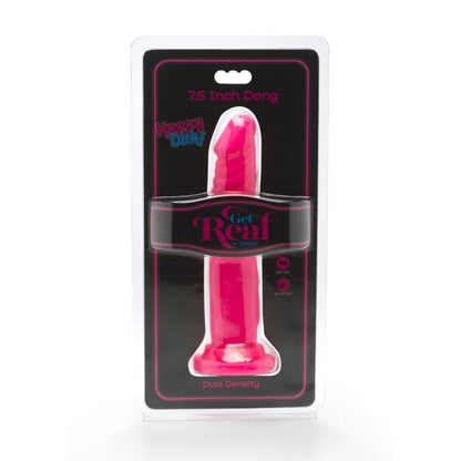 Dildo rosa GET REAL Happy Dicks Dong di 19 cm, dettagli realistici e morbidi, pronto per l'uso.