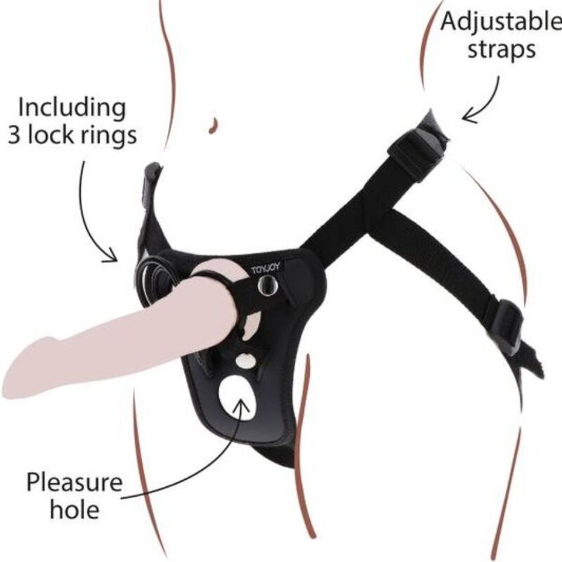 Imbracatura da piacere GET REAL con cinturino nero, dettagli in morbido materiale, ideale per uso intimo e comfort.