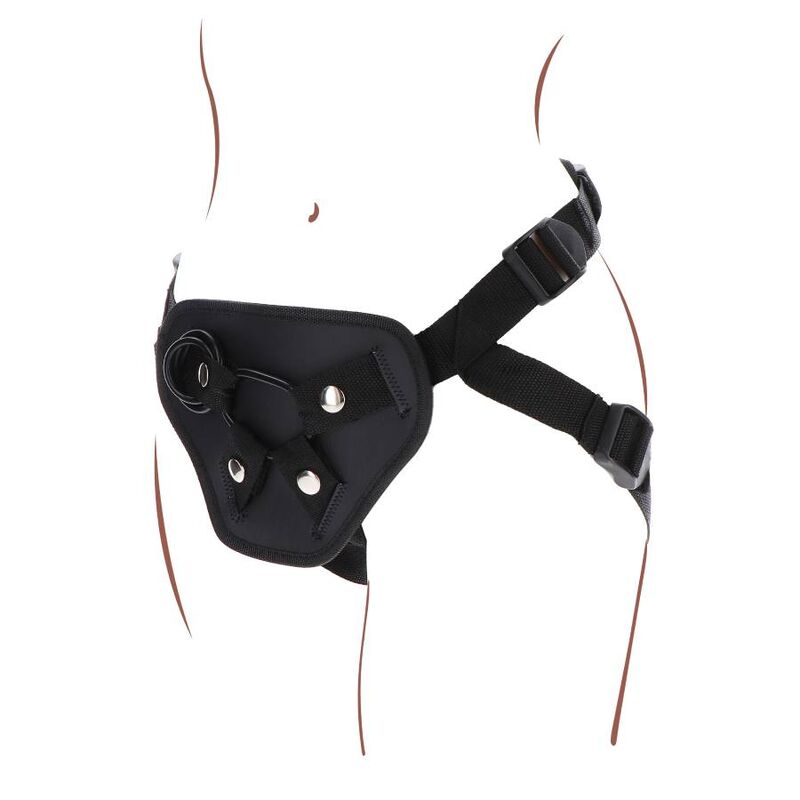 Imbracatura deluxe con cinturino nero di GET REAL, supporto regolabile e comodo per attività all'aperto.