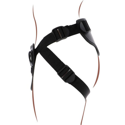Imbracatura deluxe con cinturino nero della marca GET REAL, mostrata in primo piano su sfondo neutro.