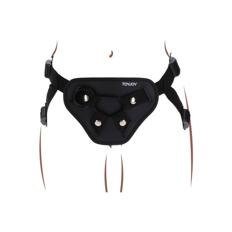 Imbracatura deluxe get real con cinturino nero, comfort e stile per attività all'aperto o sportivo.