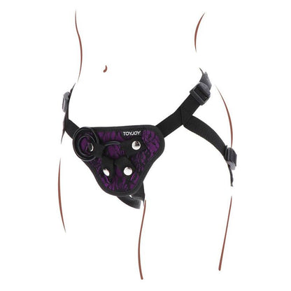 Imbragatura in pizzo con cinturino viola della marca GET REAL, dettaglio elegante e femminile.