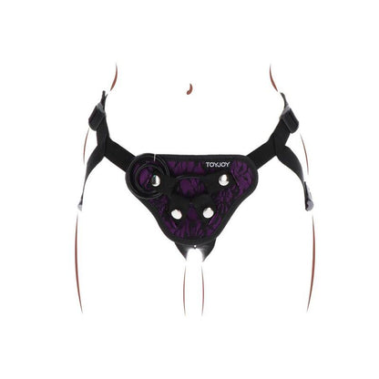 Imbragatura in pizzo con cinturino viola del marchio GET REAL, dettaglio elegante e femminile.