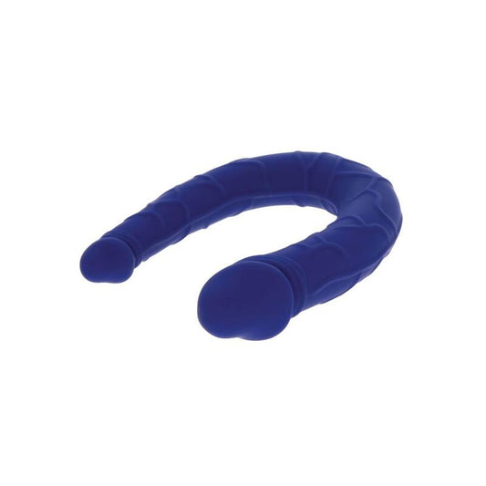 Doppio dildo blu realistico GET REAL, mini dimensioni e dettagli realistici, morbido e sicuro per l'uso.