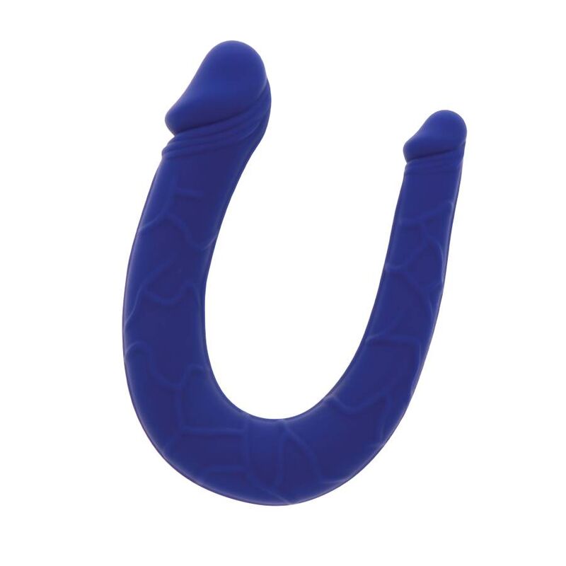 Doppio dildo blu realistico GET REAL, mini dimensioni, dettagli realistici, morbido e resistente, ideale per piacere personale.